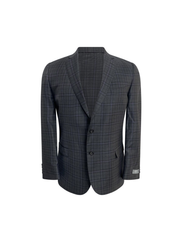 Gray Plaid Checkered Modern Fit Blazer